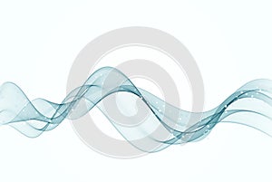 Wave with shadow. Abstract blue lines on a white background. Curved wavy line, smooth stripe. Design element.