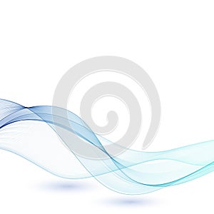 Wave with shadow.Abstract blue lines on a white background. Line art. Vector illustration. Colorful shiny wave with