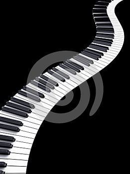 Wave-shaped bent musical keyboard of a piano photo