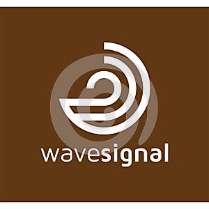 Wave signal logo line art vector element. wave logo template