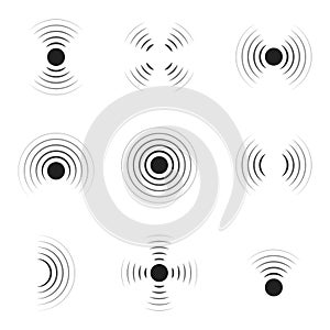 Vlna. signál. ikona z pulz. koncentrický zvuk kruh. vysoký zvukový frekvencie kmitanie v vzduch. hluk a 