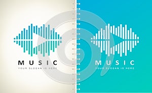 Wave sound and play logo vector. Audio equalizer logo.