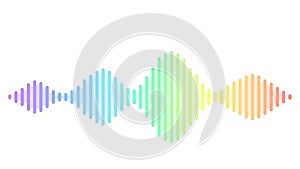 Wave sound vector background. Music flow soundwave design, spectrum color elements isolated on white backdrop. Radio