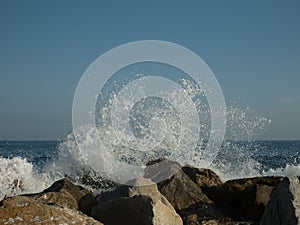 Wave splash on the rocks