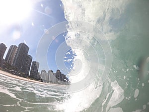 Wave in a storm day on the shore break of Barra da Tijuca RJ - wonderful city.