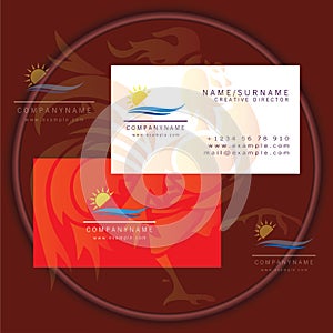Wave and sun business card logo