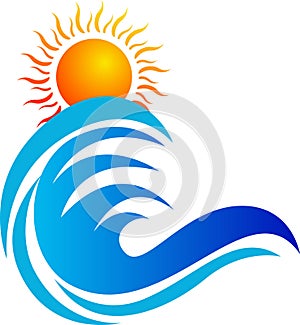Wave and sun logo