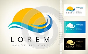 Wave and sun vector logo