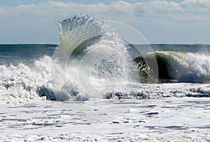 Wave Surf Backwash Creating a Fan Effect