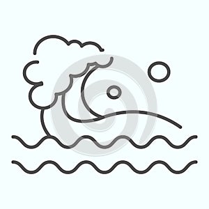 Wave thin line icon. Water waves splash illustration isolated on white. Sea Wave Logo outline style design, designed for