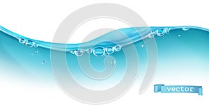 Wave of water and bubbles, 3d vector