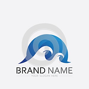 wave and water Isolated round shape logo Blue color  Sea, ocean, river surface