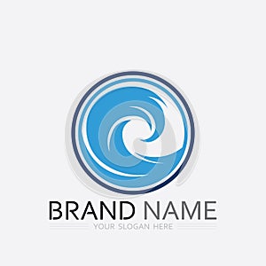 wave and water Isolated round shape logo Blue color  Sea, ocean, river surface