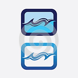 wave and water Isolated round shape logo Blue color  Sea, ocean, river surface