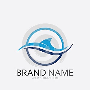 wave and water Isolated round shape logo Blue color  Sea, ocean, river surface