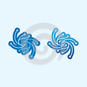 wave and water Isolated round shape logo Blue color  Sea, ocean, river surface