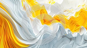 Wave of yellow and white oil brush hand drawn stroke. Abstract varnish splash trace shape. Glossy oil paint smear long