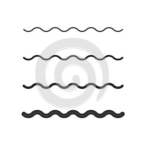 Wave zigzag line simple thin to thick element decor design vector or single ripple curve zig zag wiggly separator pictogram photo
