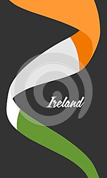Waved flag of Ireland. Independence day celebration card concept