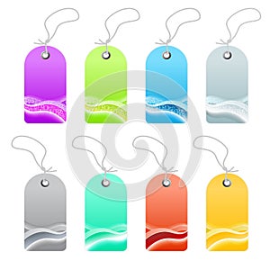Waved lined art retail tags