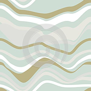 Waved lines seamless patterns with variated width strokes green grass and pale color pattern vector. Abstract texture photo