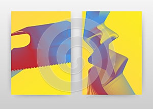 Waved lines on yellow design for annual report, brochure, flyer, leaflet, poster. Geometric wave lines background. Abstract A4