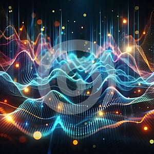 Waveform Hologram Pulsating waves of light and color creating a