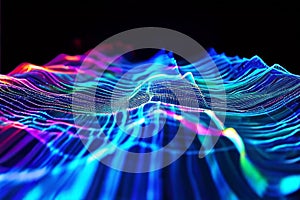 waveform hologram pulsating waves of light and color creating a