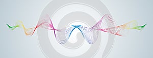 Waveform smooth curved lines Abstract design element Technological background with a line in waveform Stylization of a digital