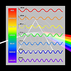 Wavelength colors in the spectrum