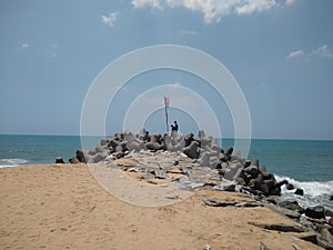 wavelet blocks on the beach, seascape view, Pozhikkara beach Kollam Kerala