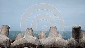 Wavelet blocks in Muthala pozhi sea port, Thiruvananthapuram, Kerala, seascape view