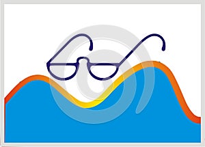 Wavemountain  Shape web button with oticalsinside illustration