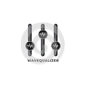 Wavequalizer logo design template isolated on white background. Audio wave signal icon and equalizer logo concept.