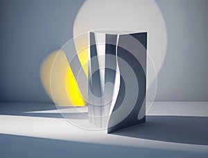wavering of light across the rippling surface. Podium, empty showcase for packaging product presentation, AI generation