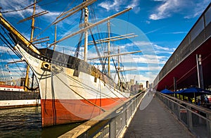 The Wavertree Sailing Ship at South Street Seaport in Manhattan, New York.
