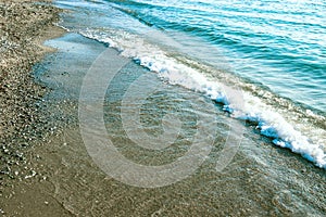 Waves of the Aegean Sea. Leptokaria, Greece.