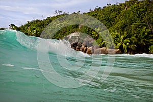 Waves at Anse Lazio Seychelles