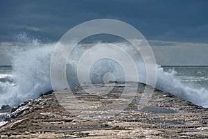 Waves in the Atlantic ocean beach. Portugal Almada. Costa de Caparica. photo