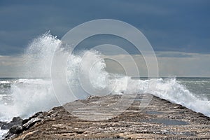 Waves in the Atlantic ocean beach. Portugal Almada. Costa de Caparica. photo