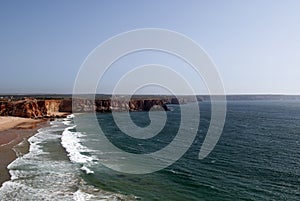 The waves of the Atlantic Ocean on the beautiful coasts of Portugal photo