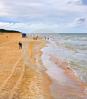 Waves on Baltic sea in resort Palanga, Lithuania