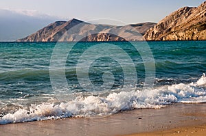 Waves at Baska beach in Krk -Croatia