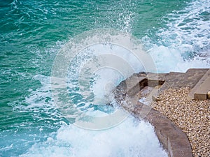 Waves on the beach with bays