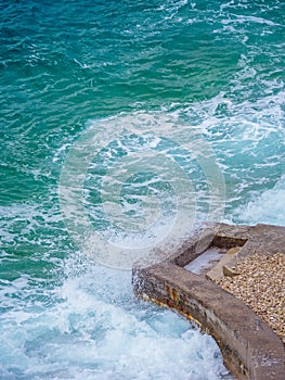 Waves on the beach with bays