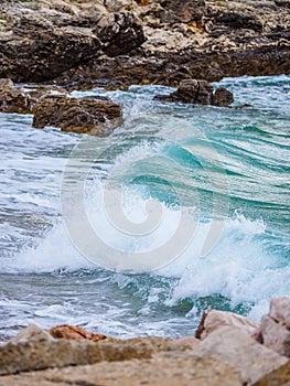 Waves on the beach with bays