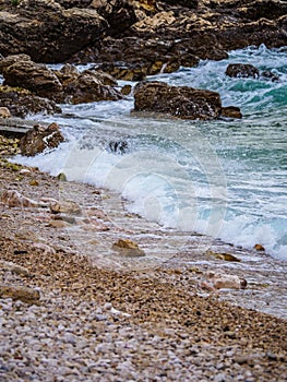 Waves on the beach with bays