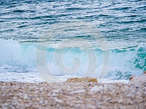 Waves on the beach with bays