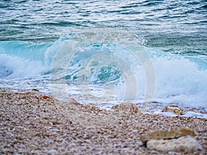 Waves on the beach with bays