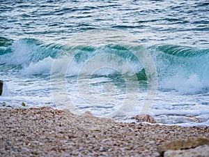 Waves on the beach with bays